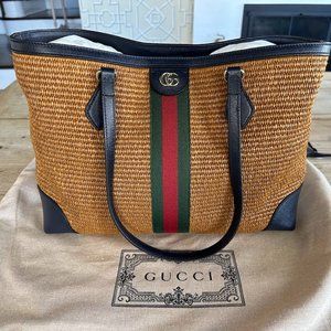 Gucci Ophidia Straw Tote - New With Tags!